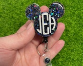 PYC (Pick Your Color) - Monogram Mouse Head Badge Reel