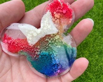 Rainbow Drop -  Mouse Ear Keychain (with Bow or Nurse Hat)