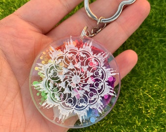 Rainbow Drop -  Mouse / Castle Mandala Keychain