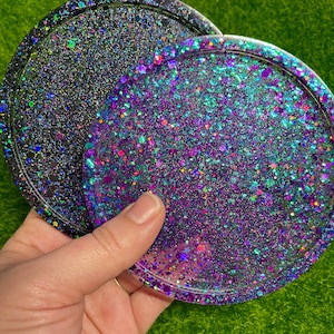 Customizable Glitter Circle Coasters