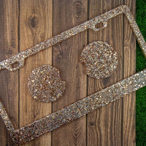 Customizable Glitter Resin License Plate Frame Bundle