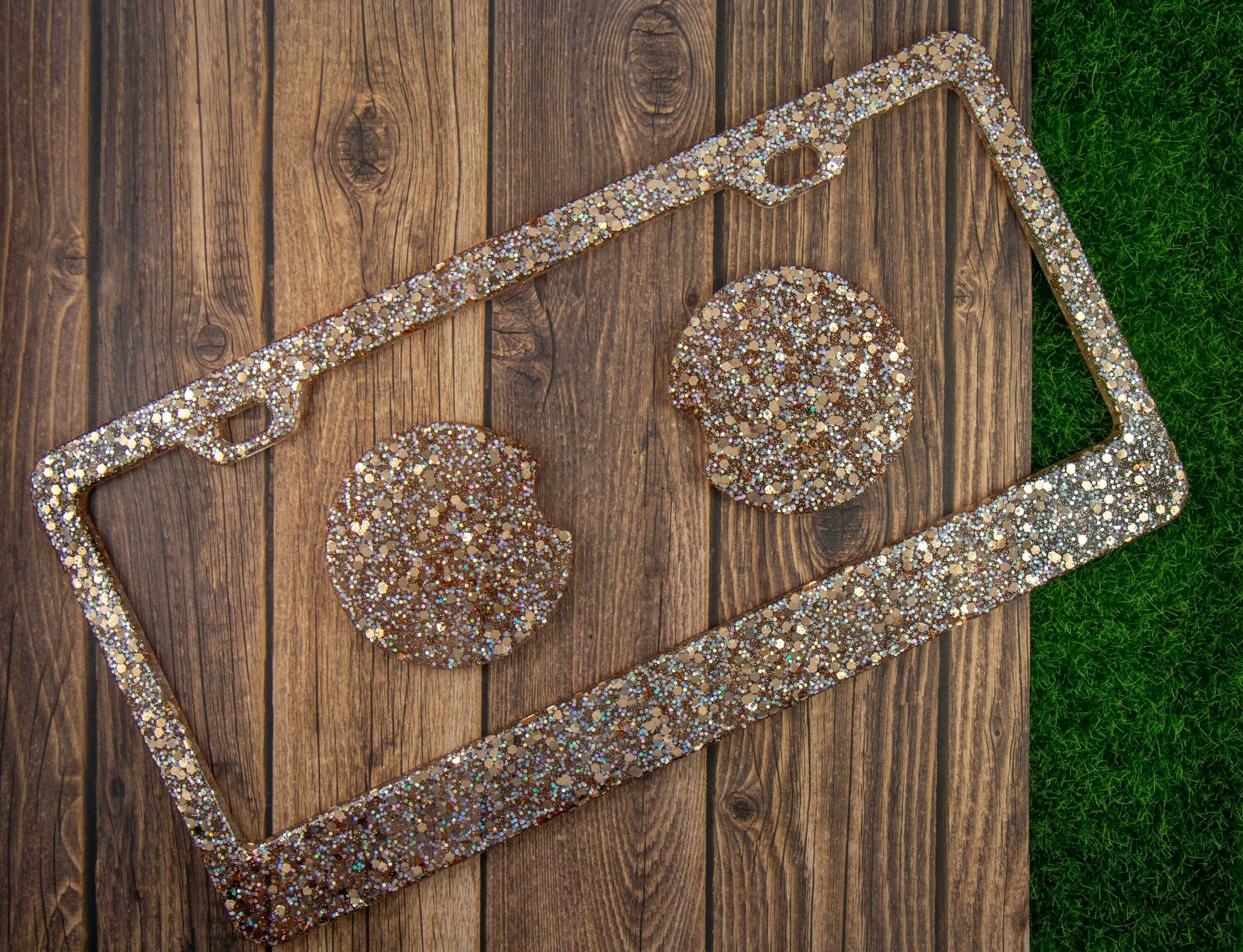Customizable Glitter Resin License Plate Frame Bundle