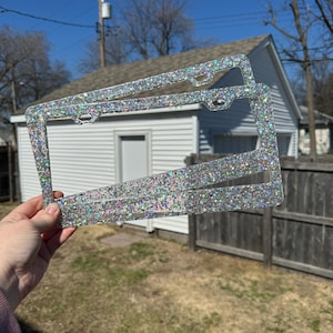 Silver Chunky Mix Sparkle (License Plate Frame Set)