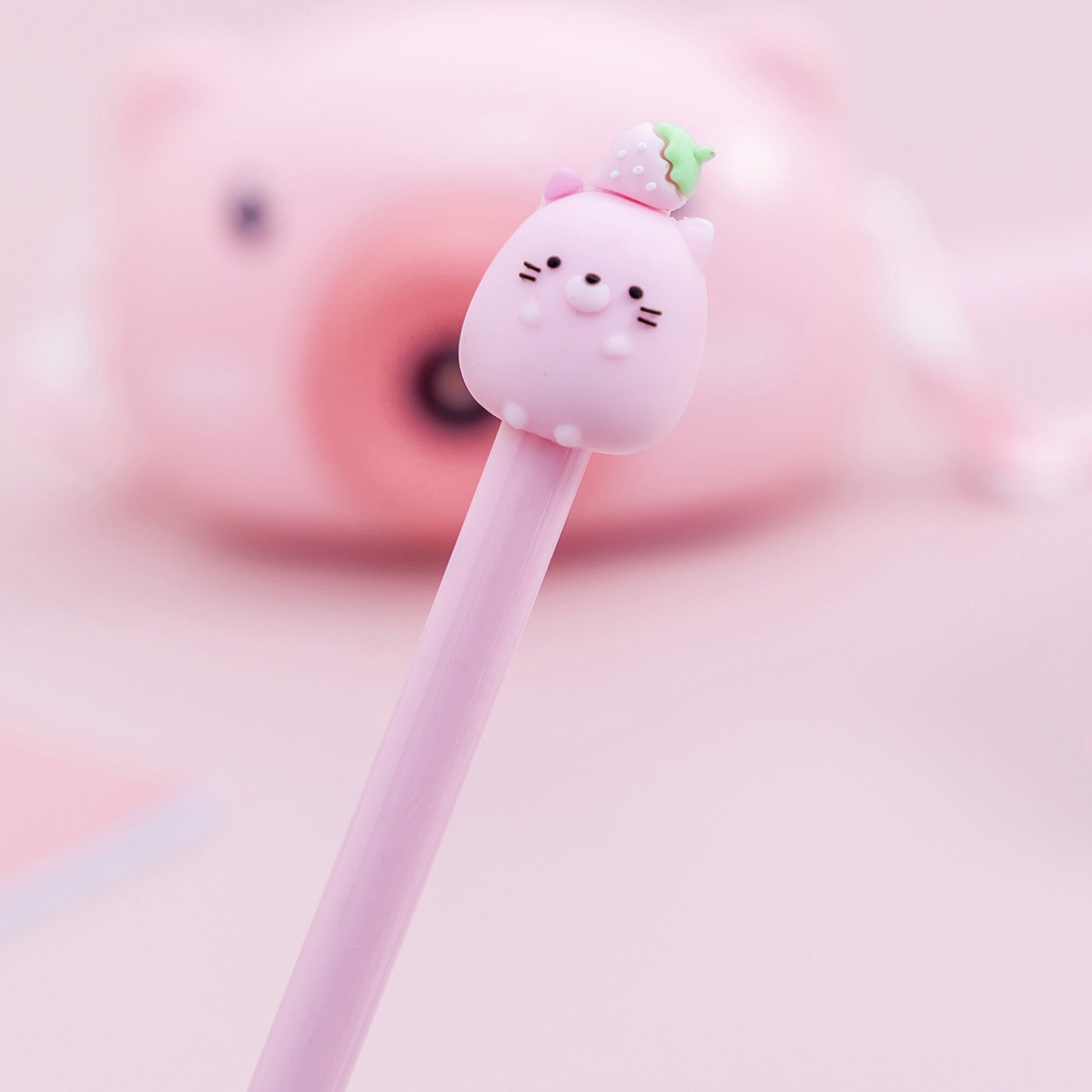 8pcs Cute Kawaii Strawberry pig Gel Ink Roller Ball Point Pen School Kids  Pens