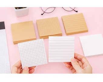 Grid Sticky Notes, Lined Paper Notes, Mini Grid, Lined Design Sticky Notes, Kraft Sticky Notes, Memo Pad, 80 Sheets