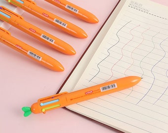 Carrot Ballpoint Pen, Multi Pen, Cute Multi-Colour Pen, Multi Ballpoint Pen, Cute Carrot Pen, Stationery Gift, School Supplies