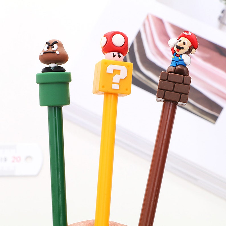 Cute Mario Pens Cartoon Pen Set Cute Stationery Gift School Etsy