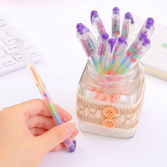 Pastel Rainbow Gel Pen Florescent Rainbow Gel Pen 6 Colours in 1 Craft  Supplies Kawaii Stationery Journal Supplies Scrapbook Pen 