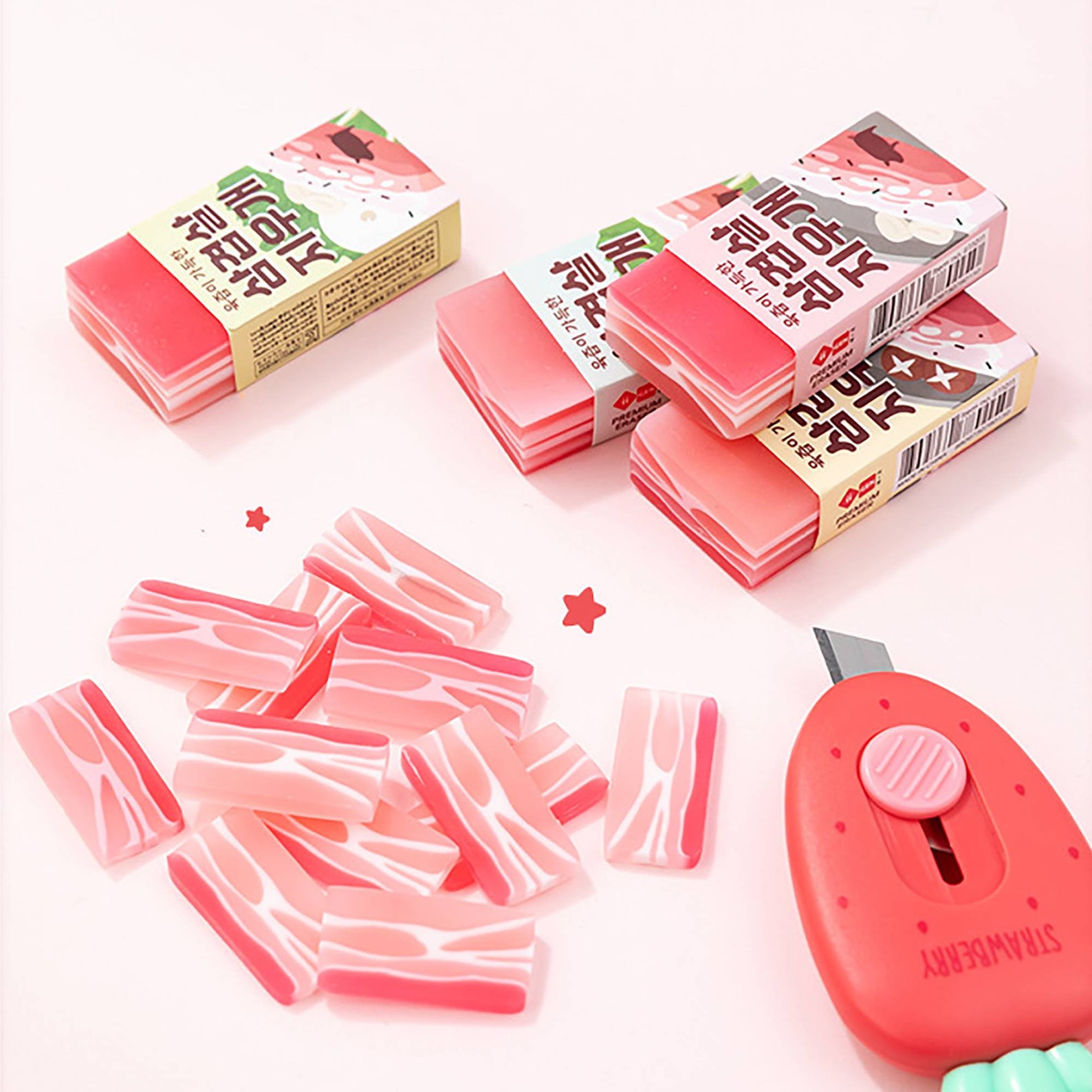 2 X Pork Belly Erasers Fun Food Pencil Rubber Novelty Food Etsy