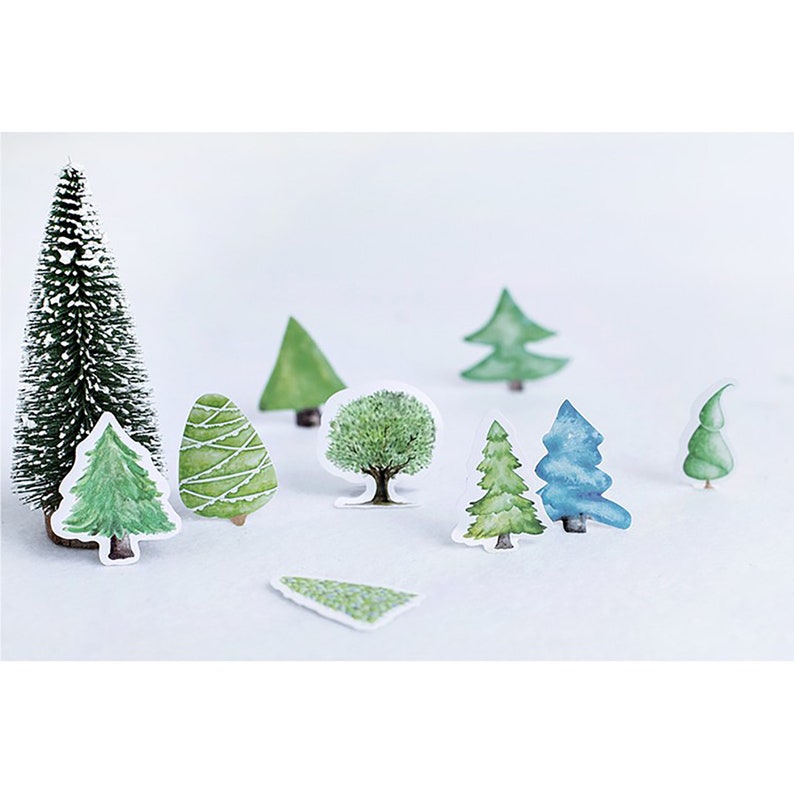 Evergreen Stickers Tree Stickers Forest Sticker Pack 46 Etsy