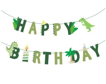 Dinosaurier Geburtstag Girlande, PapierGirlande, Jungen Geburtstag Party Dekoration, Geburtstagsparty Deko