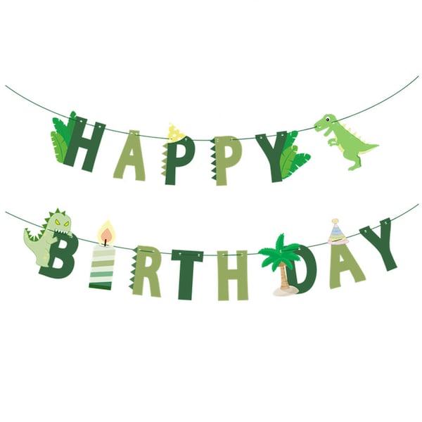 Dinosaur Birthday Bunting, Paper Garland, Boys Birthday Party Decorations, Birthday Party Decor