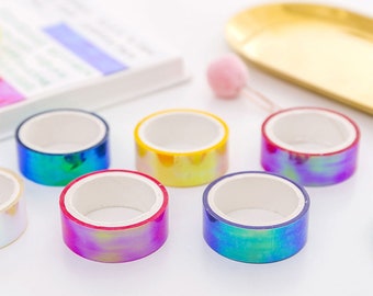 Iridescent Colour Tape, Holographic Waterproof Rainbow Unicorn Tape, Scrapbooking Masking Tape, 15mm