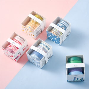 Japanese Watercolour Washi Tape Set, 5 Rolls, Colourful Journal Washi Tape, Scrapbooking Masking Tape Pack, Gift Wrapping Tape image 8