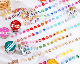 Patterned Transparent Tape, Patterned Clear Tape, Doughnut, Alphabet, Button Tape for Planner, Scrapbook, Journal, 15mmx3m