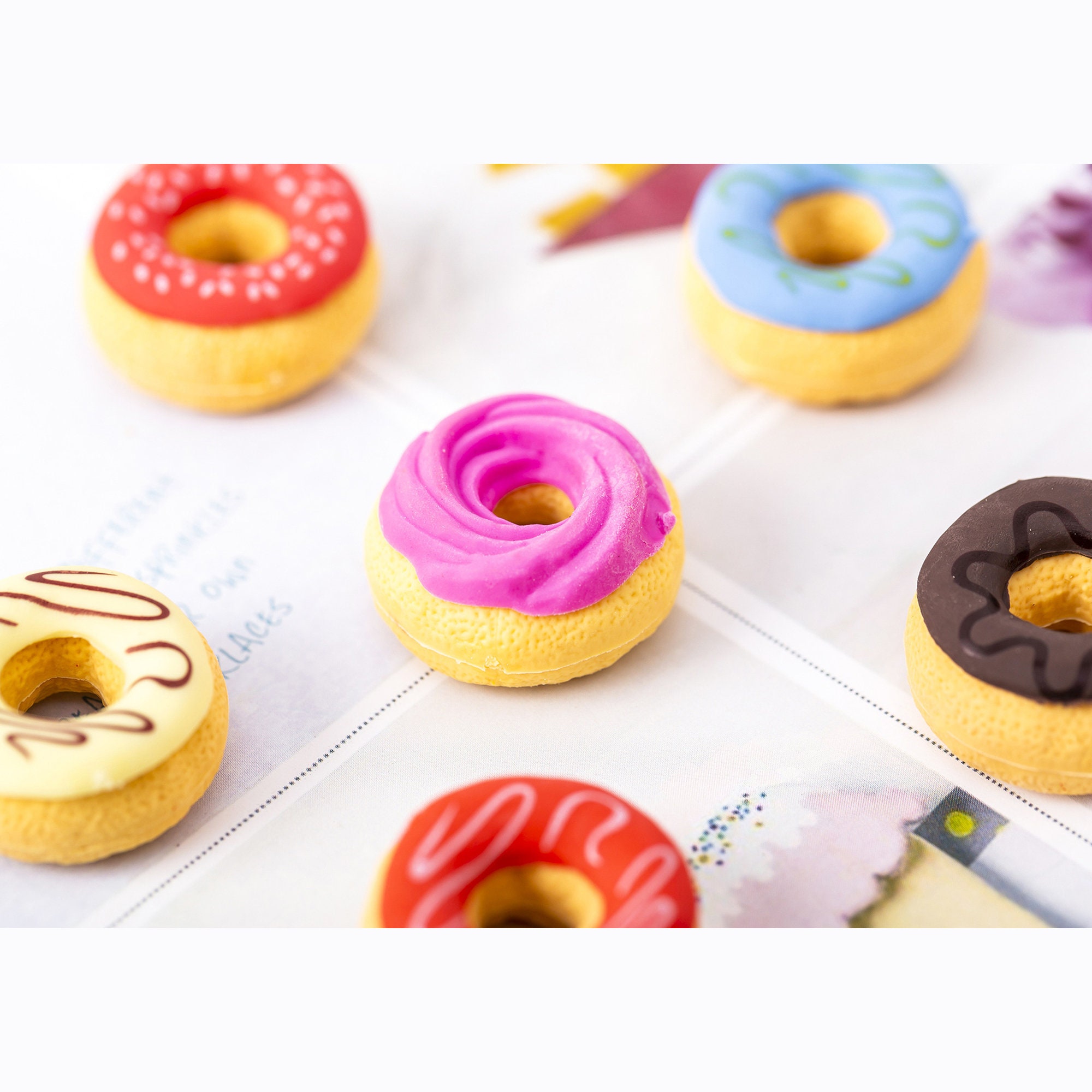Donuts Eraser Pack Kawaii Pencil Eraser Set Cute Rubber Etsy