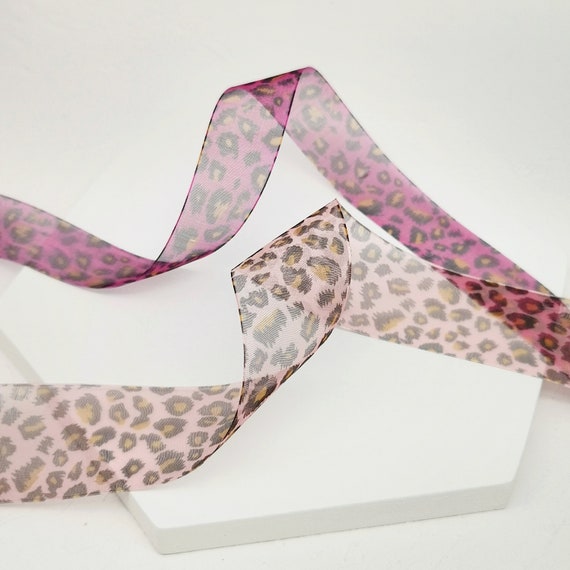 Leopard Print Ribbon, Sheer Ribbon, Gauze Ribbon for Gift Wrapping,  Dressmaking Ribbon, Gift Wrapping Ribbon. 