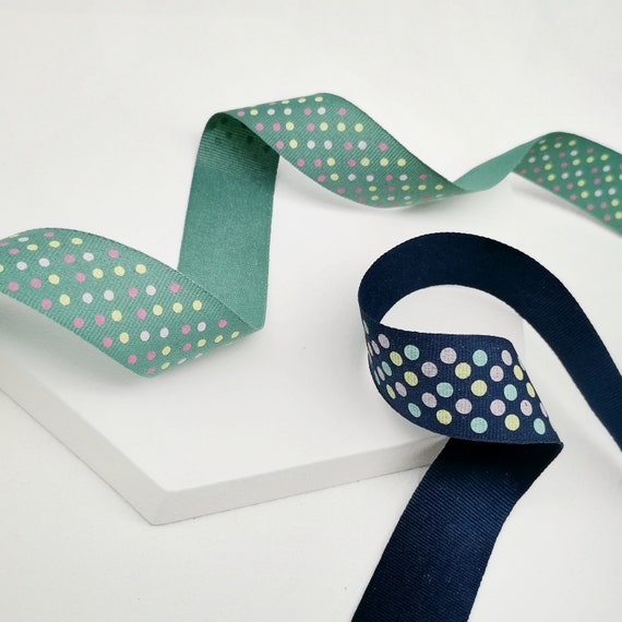 Polka Dot Ribbon, Blue, Green Spotted Ribbon, Heavy Fabric Ribbon for Gift  Wrapping, Dressmaking Ribbon, Premium Ribbon. 