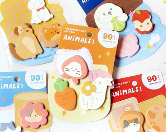 Kawaii Animal Sticky Notes, Mini Message Notes Pack, 90 Sheets, Planner Scrapbooking Notes, Cute Stationery Gift