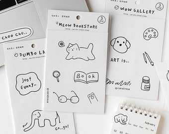 Meow Stickers, Cute Animal Stickers, Planner Stickers, Journal Stickers