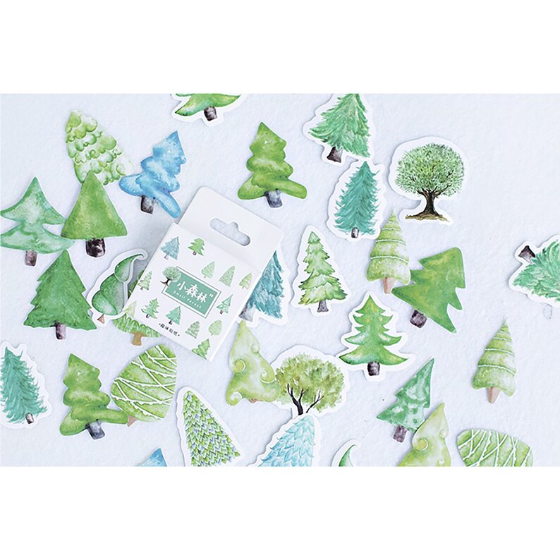 Evergreen Stickers Tree Stickers Forest Sticker Pack 46 Etsy