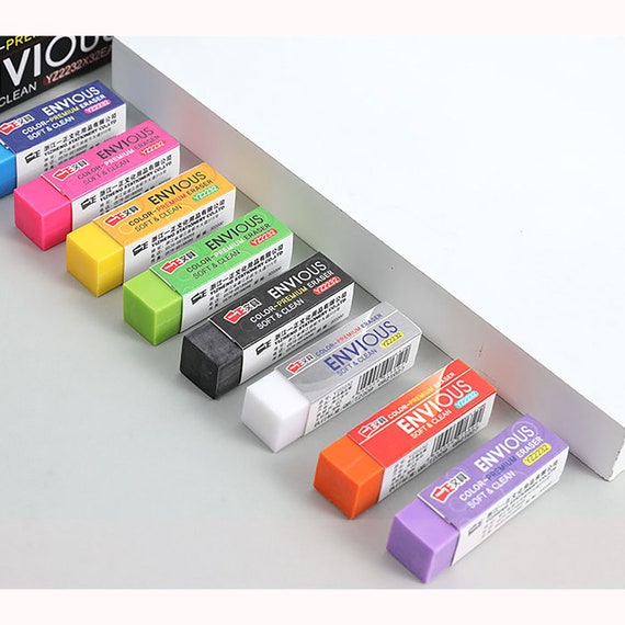 2 x Coloured Erasers Block Colour Erasers Colourful Rubbers Etsy
