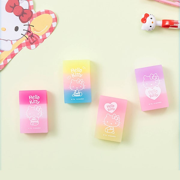 2 x borradores Hello Kitty, goma de lápiz Hello Kitty, papelería linda y colorida, útiles escolares, útiles de oficina, papelería de regalo