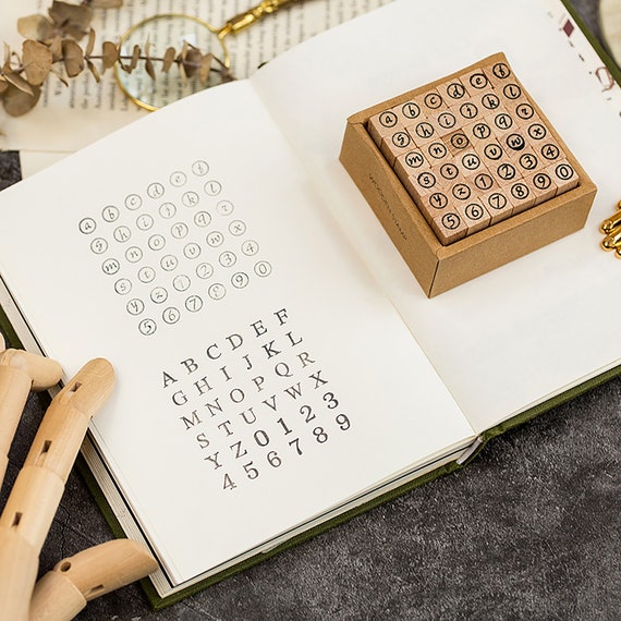 A-Z Stamp Set, Numeric Stamps, Wooden Alphabet Stamp Set, Rubber Stamps for  Organising Planner, Diary or Journal 