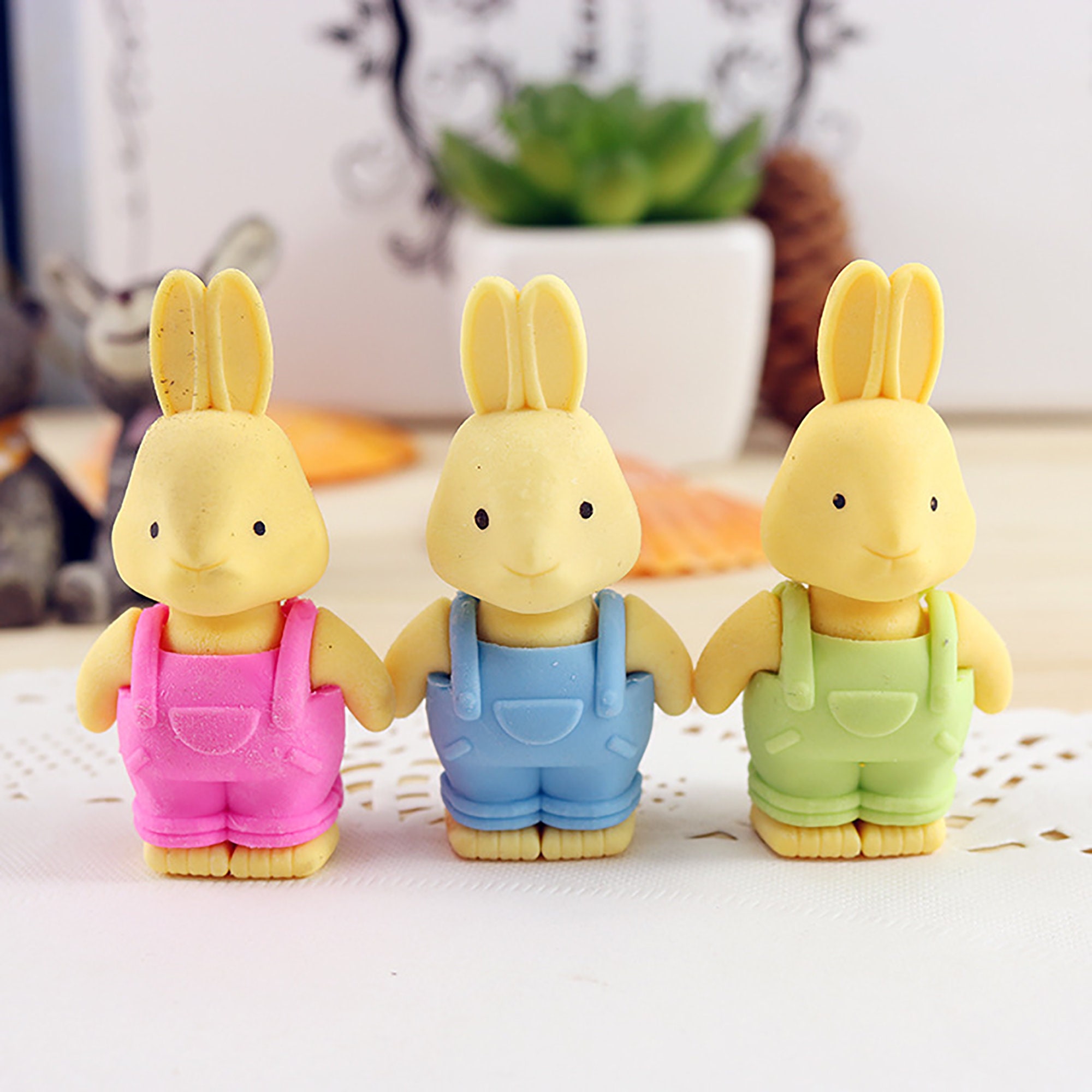 2 Pack Cute Bunny Erasers Rabbit Eraser Set Rabbit Rubber Etsy Canada