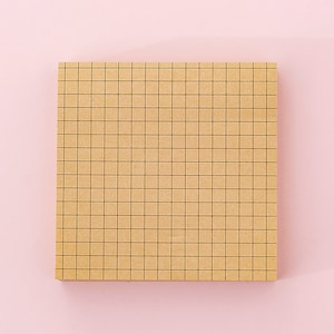 Grid Sticky Notes, Lined Paper Notes, Mini Grid, Lined Design Sticky Notes, Kraft Sticky Notes, Memo Pad, 80 Sheets Brown Grid