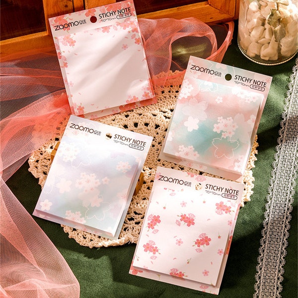 Sakura Sticky Notes, Cherry Blossom Sticky Notes, Floral Sticky Notes, Planner Notes, School Supplies, 90 Sheets