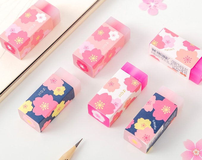 Sakura Crepas Erasers 20-Pack Pink Elementary School Rubber Erasers