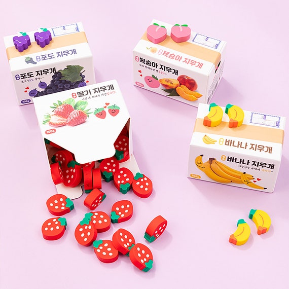 Mini Fruit Erasers, Banana, Strawberry, Peach, Grape Erasers, Novelty Food  Rubbers, School Supplies, 1 Pack 100g 