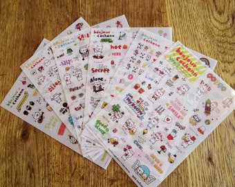 Kawaii Planner Stickers, Holiday Stickers, School Supplies, Waterproof Sticker Illustrations, Set of 6 Sheets,