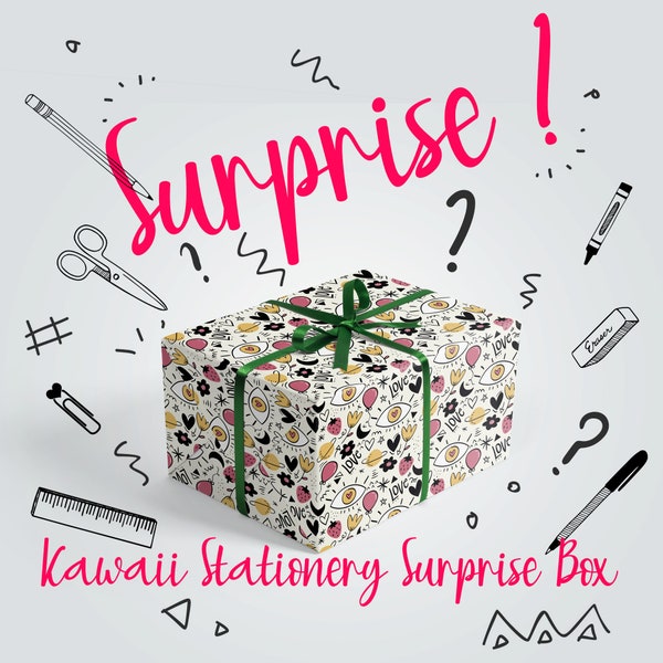 Mystery Box, Surprise Cute Kawaii Papeterie Box, Cadeau d'anniversaire, Goody Box, Ensemble cadeau de papeterie