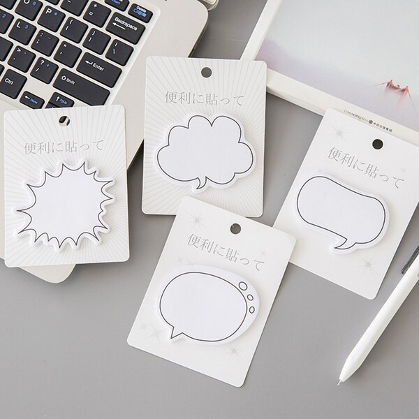 Minimalist Sticky Notes, Black White Speech Bubble Memo Notes, Memo Pad, School Supplies, Office Supplies