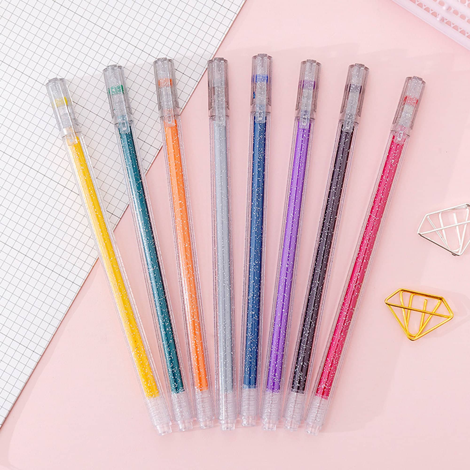 School Supplies Writing Pencil  Gel Pens Set Glitter Markers
