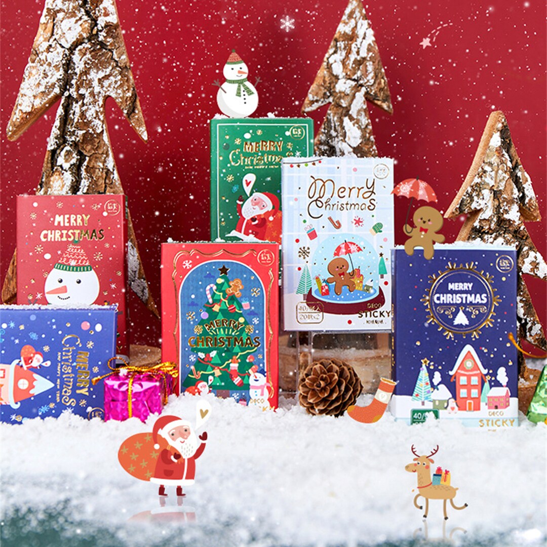 Christmas Sticker Pack, Santa, Snowman Stickers for Gift Wrapping, Card ...