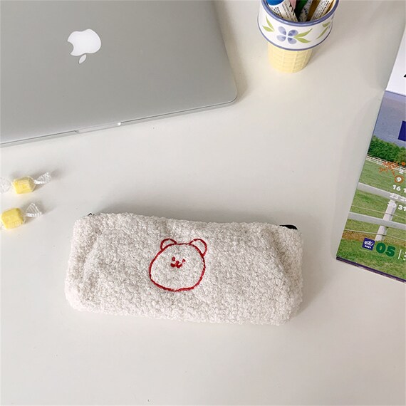 Cute Bear Pencil Case Fluffy Kawaii Pencil Pouch Back to Etsy