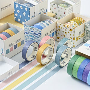 Japanese Watercolour Washi Tape Set, 5 Rolls, Colourful Journal Washi Tape, Scrapbooking Masking Tape Pack, Gift Wrapping Tape image 9