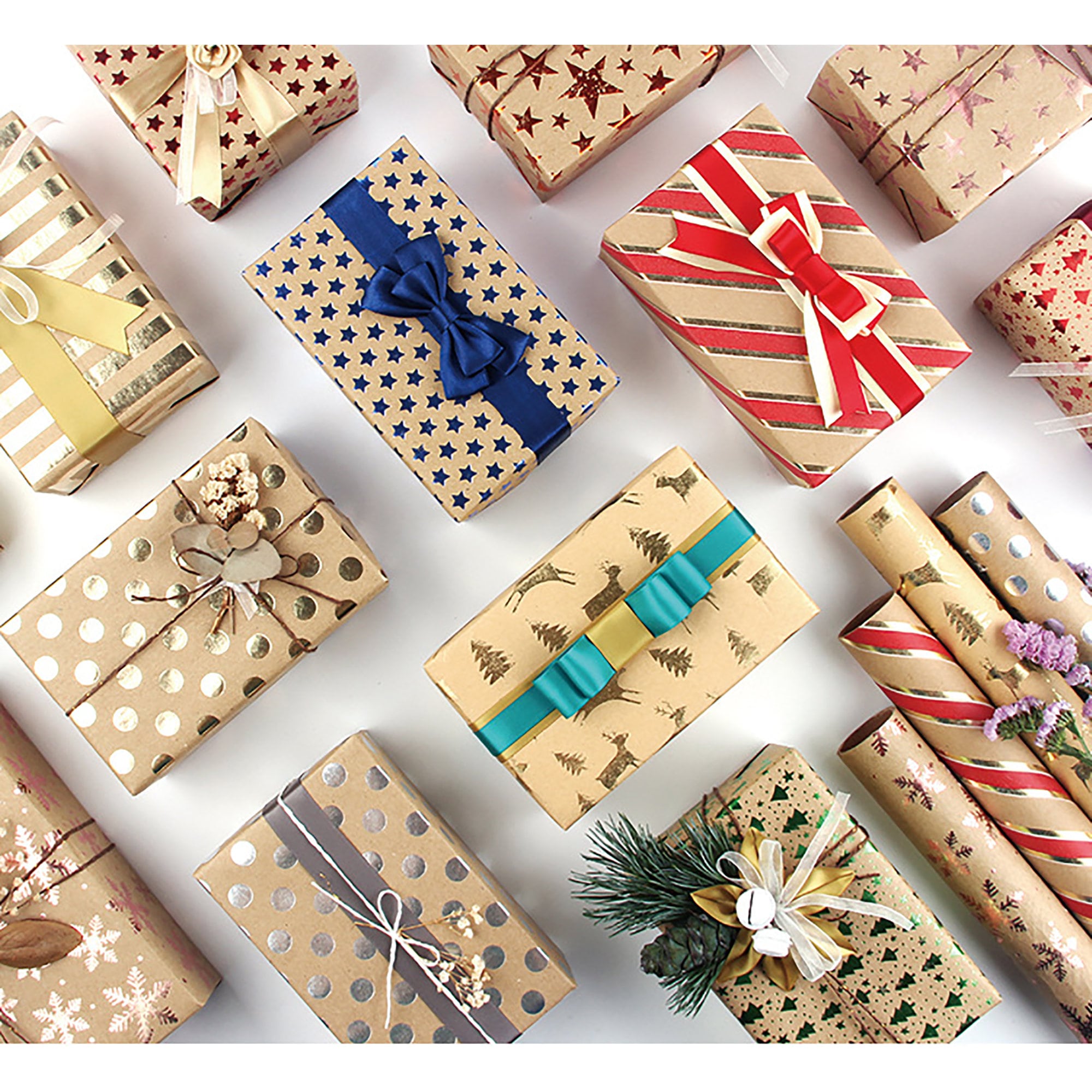 Fdelink Gift Wrapping Paper Christmas Vintage Kraft Paper Wrapping