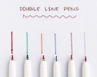 Double Line Pens, Marker Pens, Journal Pen Set, Novelty Stationery Gift