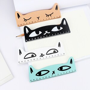 Cat Wooden Ruler, Cute Ruler, School Supplies, Kawaii Stationery image 1