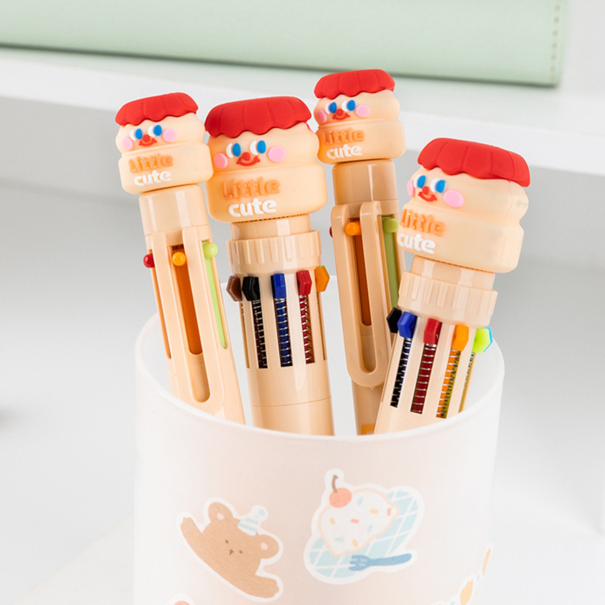 TOPUP Lot de 2 stylos à bille multicolores de dessin animé - Mini