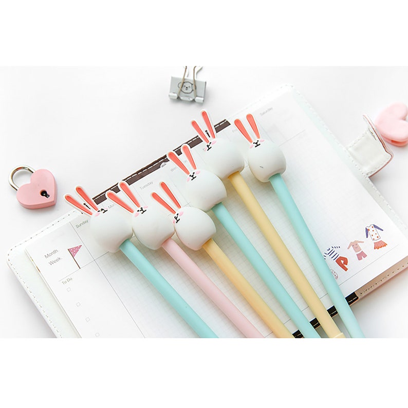Rabbit Pen Cute Rabbit Pen Bunny Pen Pastel Pen Black Ink Etsy