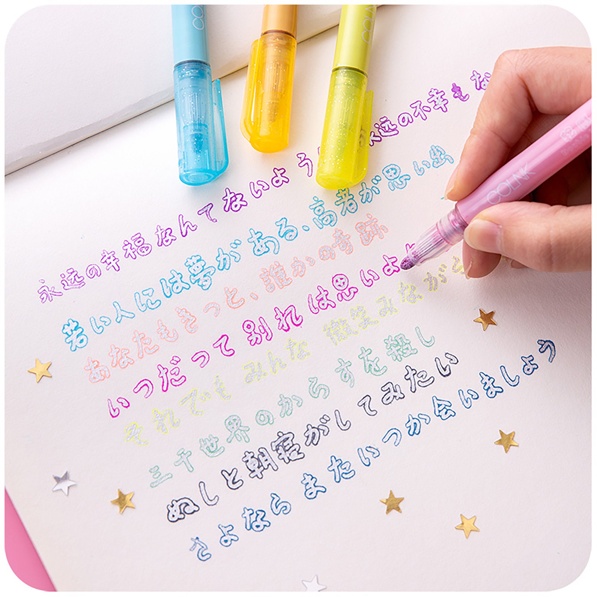 12 Colors Golden Double Lines Art Markers Out line Pen Stationery Art  Drawing Pens for Calligraphy Lettering Color Scrapbooking