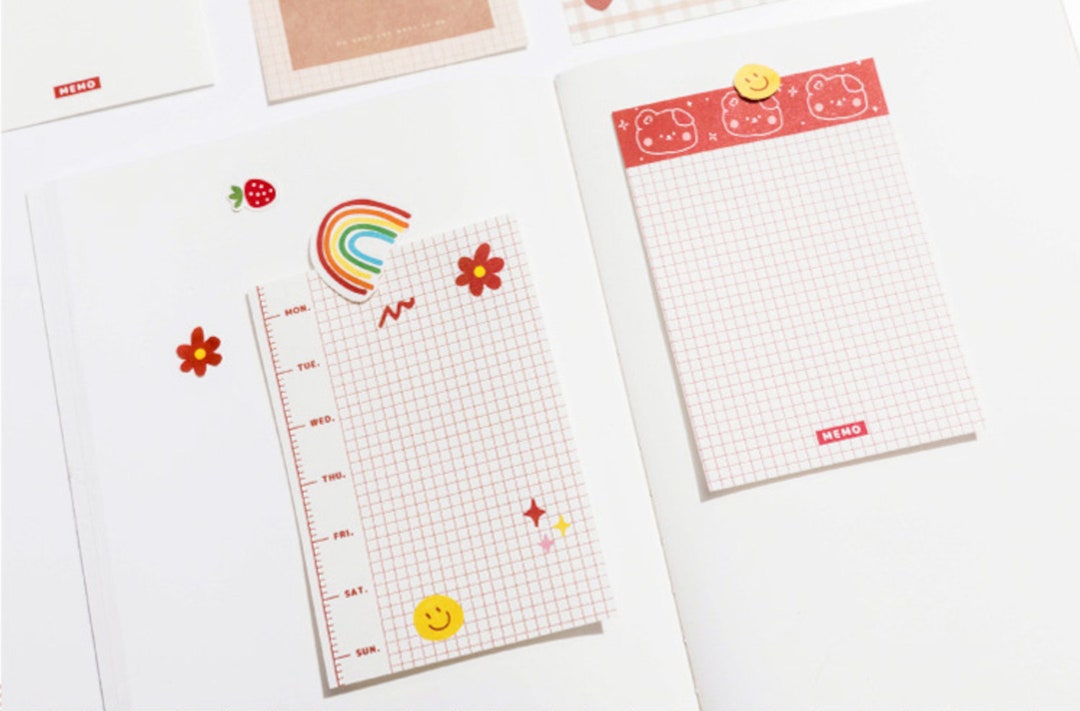 Kawaii Notepads 100 Sheets Rainbow Designed Notepads Etsy 日本