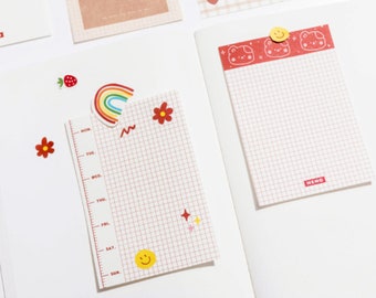 Kawaii Notepads, 100 Sheets, Rainbow Designed Notepads, Strawberry Notepads, Planner Accessories