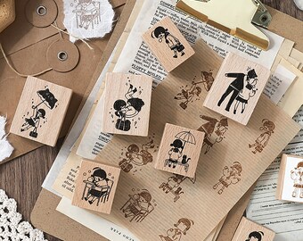 Character Stamps, Little Girl Stamp, Individual Stamp, Daily Life Stamps, Rubber Stamp, Card Decorating Stamp for Planner, Diary, 1pc