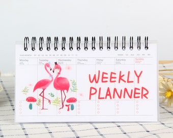 Weekly Planner, Flamingo Weekly Organiser, Weekly Schedule, Memo Pad, School Supplies